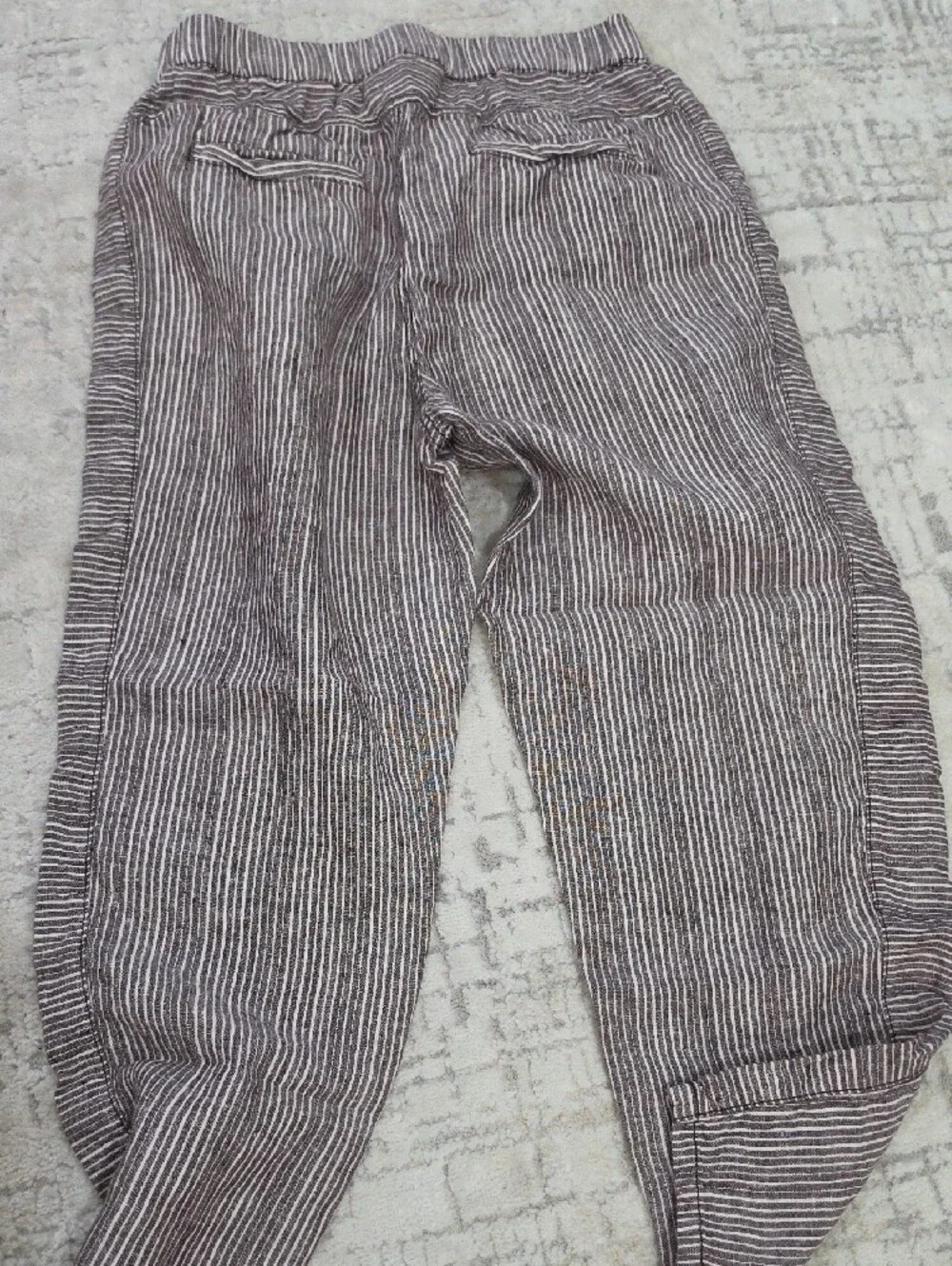 Womens Striped Casual Lounge Pants - Brown/White